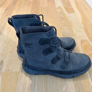 Sorel Charcoal Suede Lace-Up Ankle Boots